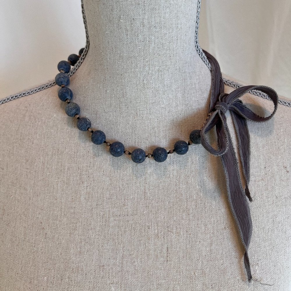 Blue coral bead necklace